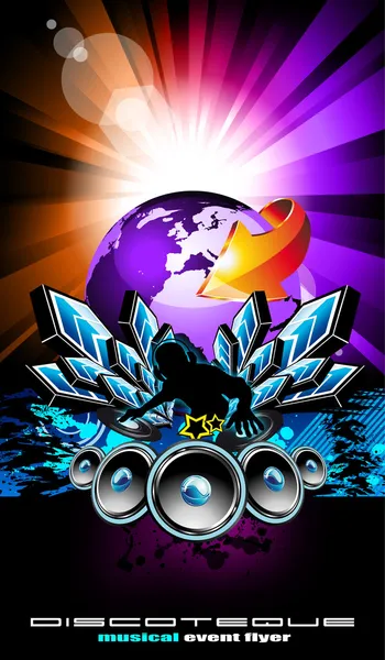Flyer für internationales Disco-Musik-Event — Stockvektor