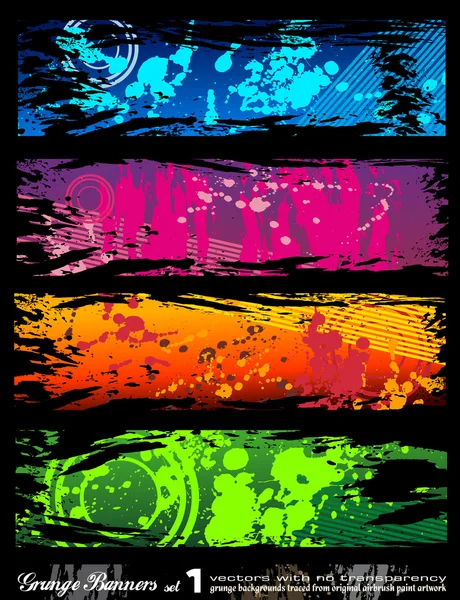 Banners Grunge de estilo urbano con colores de arco iris — Vector de stock