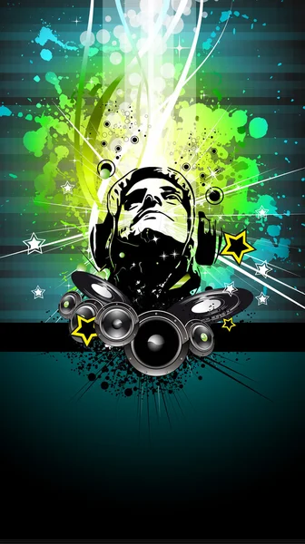 Colorido DJ Disco Flyer con colores de arco iris — Vector de stock