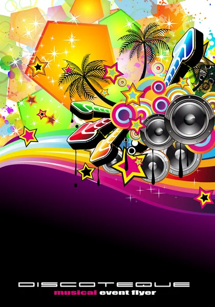 Tropikal müzik disco el ilanı — Stok Vektör