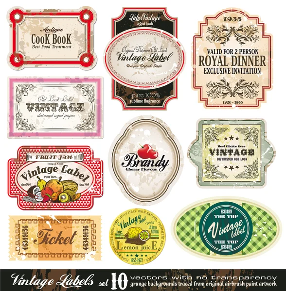 Vintage Etiketten Kollektion - Set 10 — Stockvektor