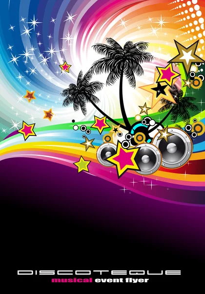Disco volador de música tropical evento — Vector de stock