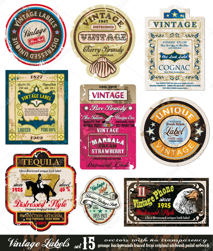 Vintage Etiketten Kollektion -set 15 Stock-Vektorgrafik von ©DavidArts  6721356