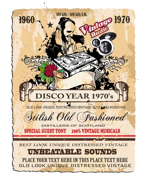 Vintage Disco Flyer — Stock Vector