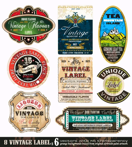 Vintage etiketten collectie-6 instellen — Stockvector