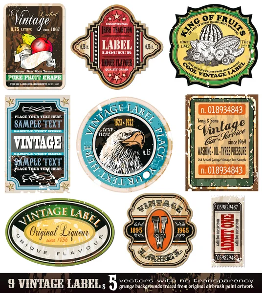 Vintage Labels Collection -Set 5 — Stock Vector