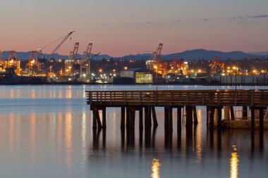 Fishing Pier at Alki Beach Seattle Washington clipart