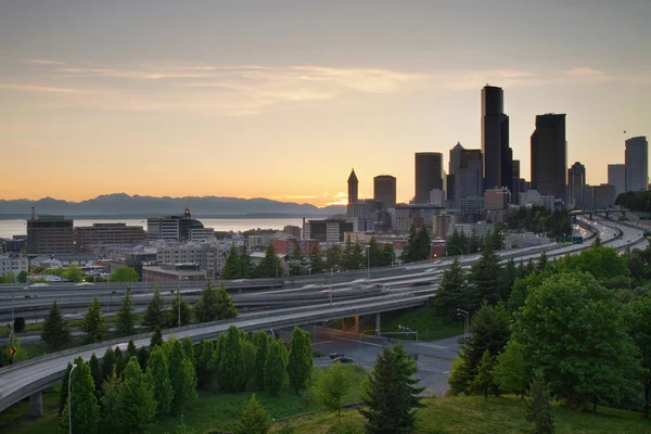 Seattle Washington Downtown City pôr do sol — Fotografia de Stock