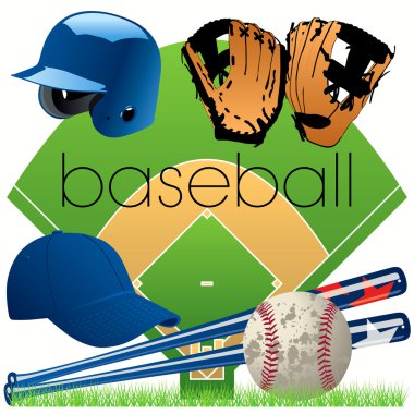 Baseball equipment set clipart