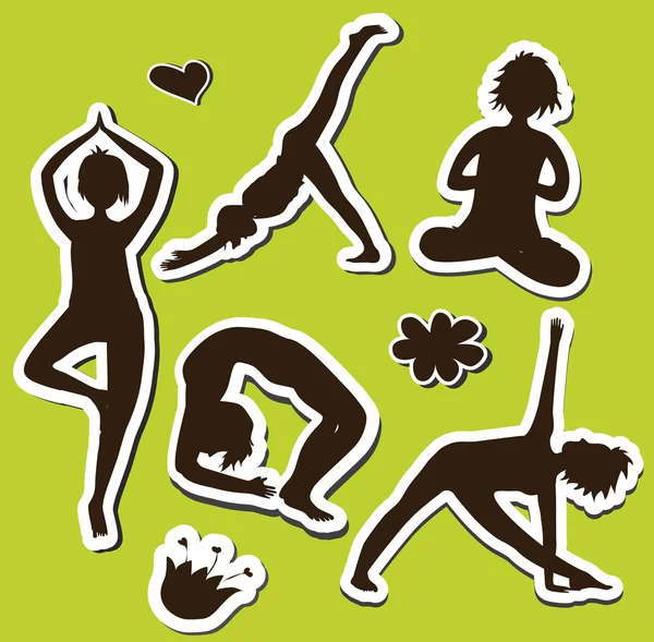 Filles de yoga Silhouette — Image vectorielle