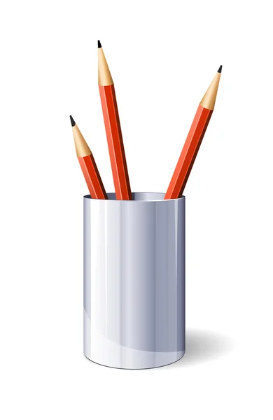Three Vector Pencils In Glass — Stock Vector