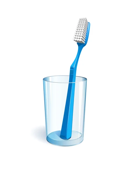 Blauwe tandenborstel in glas — Stockvector
