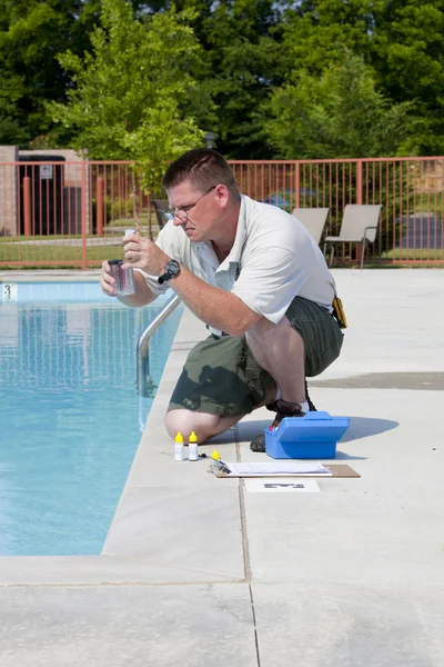 Active Pool Chemical Testing — Stock Photo, Image
