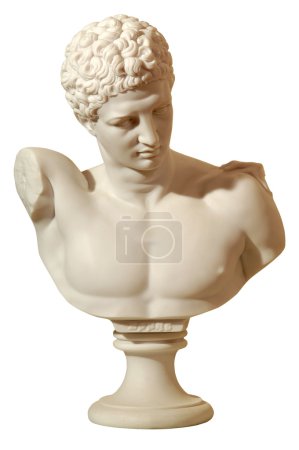 statue avec un portrait d'un homme