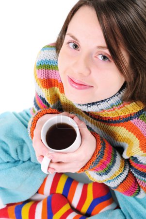 fille avec tasse de thé