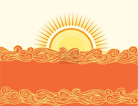 Ondes marines abstraites. Illustration vectorielle du paysage marin 