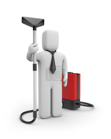 Homme d'affaires avec un aspirateur 