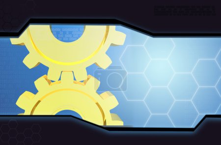 Fond d'engrenages avec grille techno 