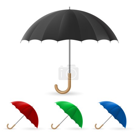 Parapluie réaliste en quatre couleurs 