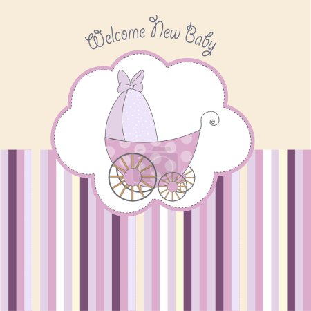 Carte d'annonce de douche bébé avec landau 