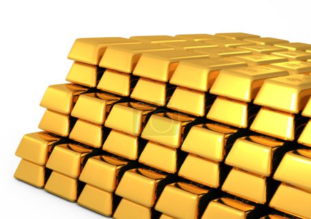 Barres et pièces d'or 3d 