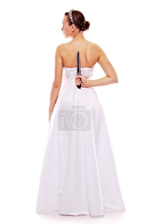 Portrait de la belle femme en blanc 