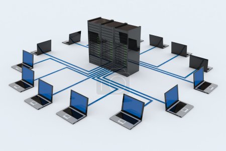 Réseau informatique avec serveur 