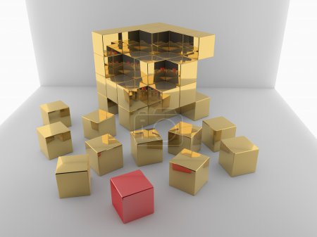 Cubes dorés abstraits 
