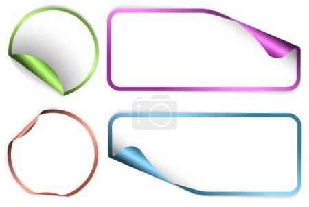 Etiquettes blanches et autocollants avec bordure colorée 