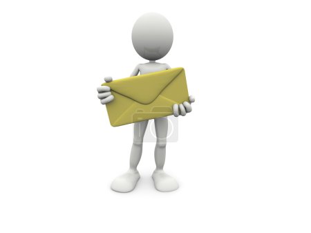 Homme 3D avec lettre géante 