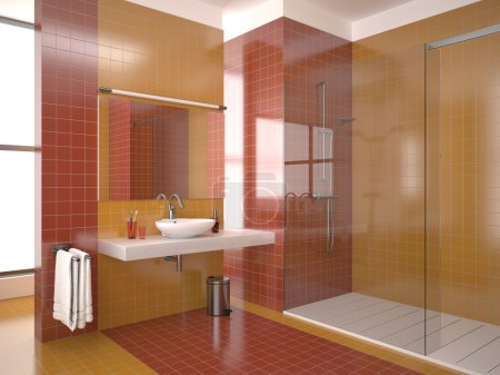 Salle de bain moderne rouge 