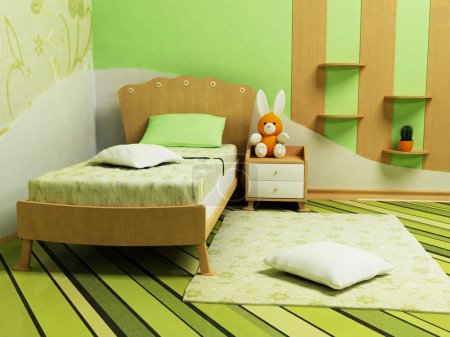 Une belle chambre verte pour les enfants 